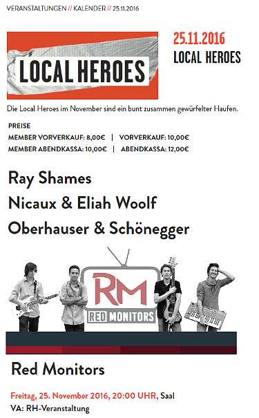 Karten Bandwettbewerb im Rockhouse Salzburg Veranstaltung: Local Heroes mit Red Monitors, ¬ 8,- (5071 Wals) - willhaben